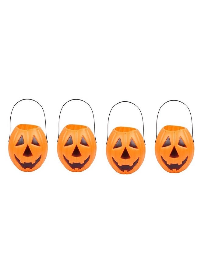 Atpata Funky 4 Pcs Orange Jack-O'-Lantern Treat Pumpkin Bucket/Halloween Pumpkin Plastic Bucket for Halloween Parties - Image 1